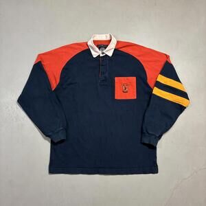 Vintage 90s Dockers Rugby Polo Shirt Long Sleeve Asymetrical